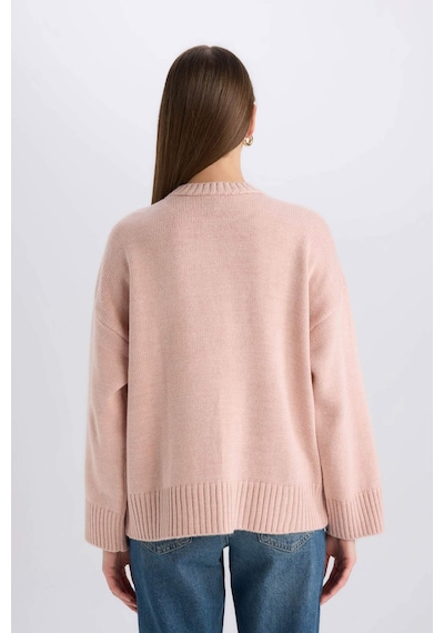 DeFacto Oversize Geniş Kalıp Bisiklet Yaka Basic Düz Triko Kazak D0036AX25SPPN47 Pembe DeFacto Oversize Geniş Kalıp Bisiklet Yaka Basic Düz Triko Kazak D0036AX25SPPN47 Pembe