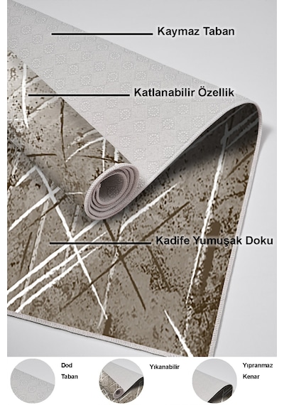Dekoreko Kaymaz Taban Djt Salon Halısı Trend Modern M5003 Kahve
