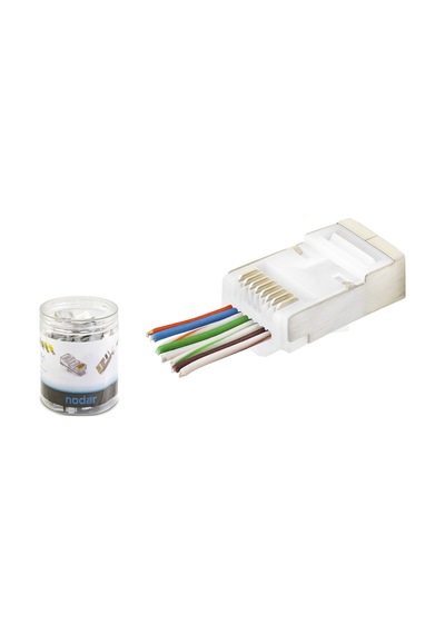 Nodar Nd2422 Cat6e Ez Rj45 Metal Konnektör 100 Adet Plastik Kutu - Beyaz
