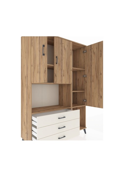 Hyperion Dolap 6 Raflı 3 Çekmeceli 3 Kapaklı 132x44x195 Çam-ç... Çam