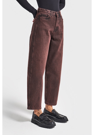 Itsbasic Kadın Taşlanmış Bordo Renk 20w5-152 Relax Fit %100 Koton Özel Yıkama Denim Jean