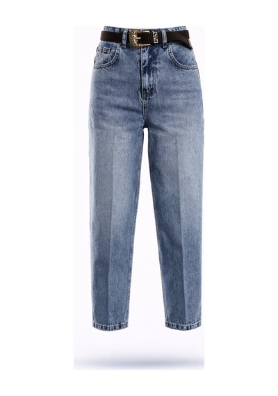 5in1Canpolat Açık Mavi Yüksek Bel Baggy Jean 3004 Açık  Mavi