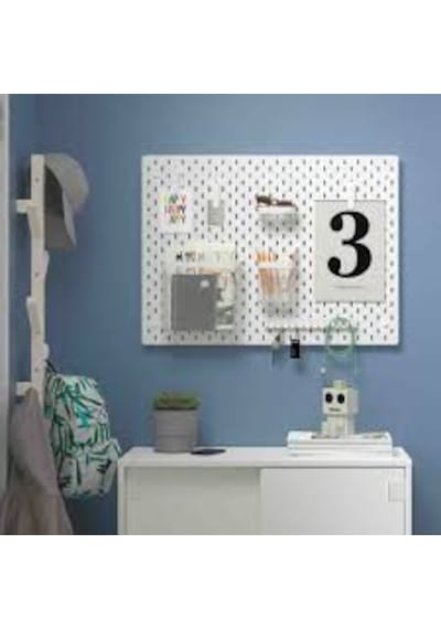 Ikea Skadis Uyumlu Beyaz Delikli Pano Duvar Organizeri Farklı Ebatlar 56 x 56 CM