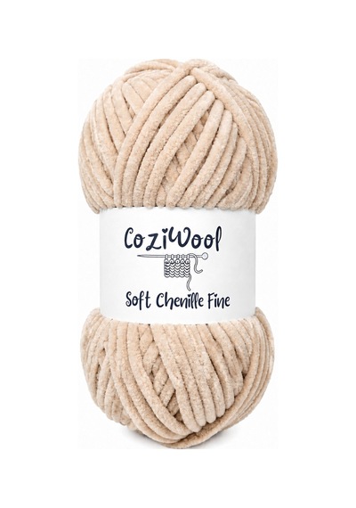 Kadife El Örgü İpliği Soft Chenille Fine 5'li Paket, 5x100 Gr. 160 Mt. %100 Mikro Polyester Krem - 925144855