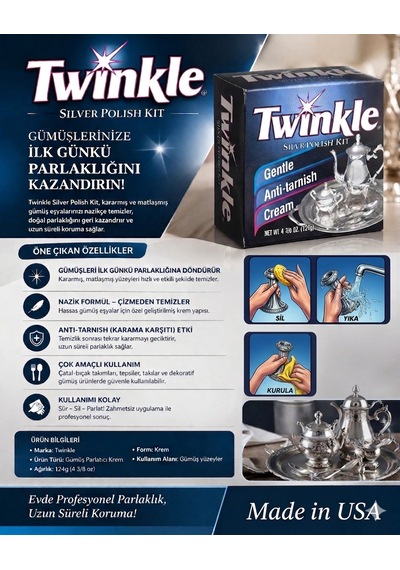 Gümüş Parlatıcısı, Gümüş Cilası Ve Temizleyici Krem 124gr 2 Adet Made In Usa İthal Ürün