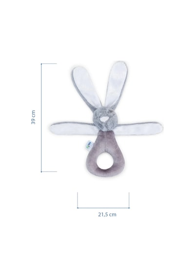 Babyjem Tutmalı Çıngıraklı Mini Peluş Tavşan Gri 842