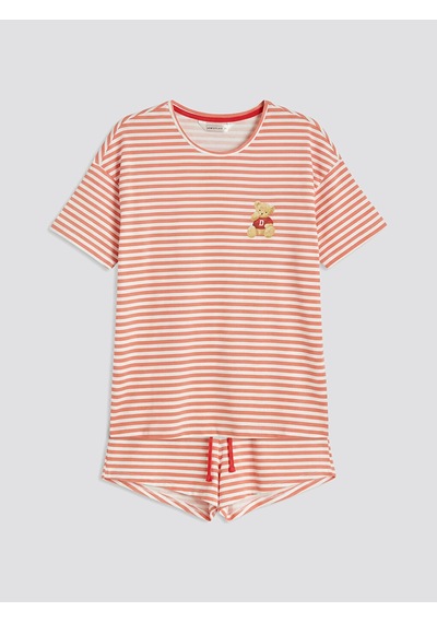 Lcw Dream Kırmızı Çizgili Kadın Şortlu Pijama Takımı