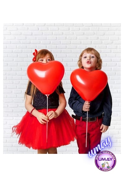 10 Adet Kırmızı Kalp Balon Lateks Helyum Uyumlu Doğum Günü & Özel Gün 10 25 Cm