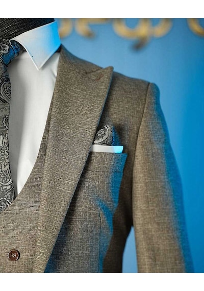 Bys Beystil Sivri Yaka Kahverengi Takım Elbise Aysberg - Slim Fit