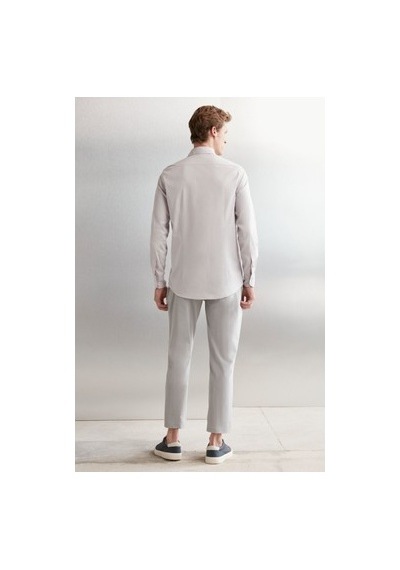 5in1Canpolat Açık Gri Slim Fit Erkek Gömlek: %100 Pamuklu Rahat Tasarım 750