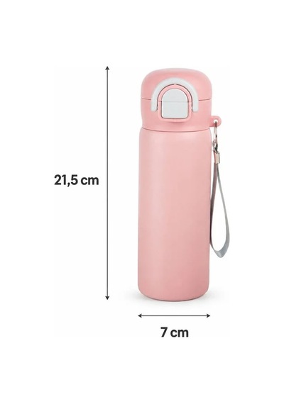 Paslanmaz Çelik Gövde Suluk & Matara 600 Ml Çift Kullanım Pipetli & Pipetsiz Pembe - 914951659 Pembe