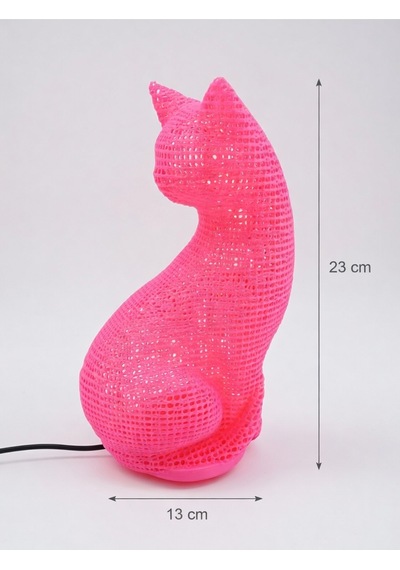 Dekoratif Kedi Figürlü Gece Lambası 3d Yazıcı Baskı Hediyelik Masa Lambası Aydınlatma 23cm Pembe