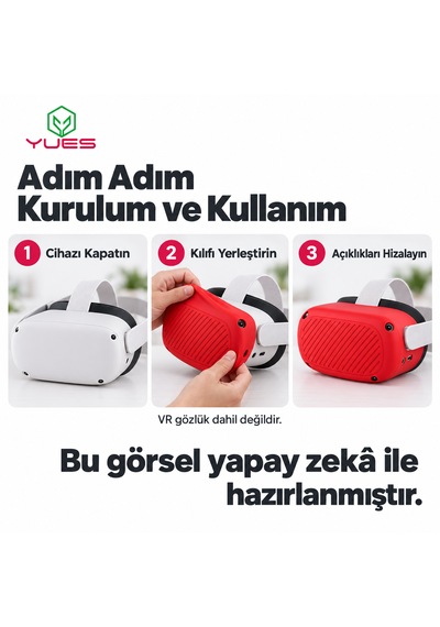 Yues Meta Oculus Quest 2 Uyumlu Silikon Koruyucu Kılıf Kırmızı