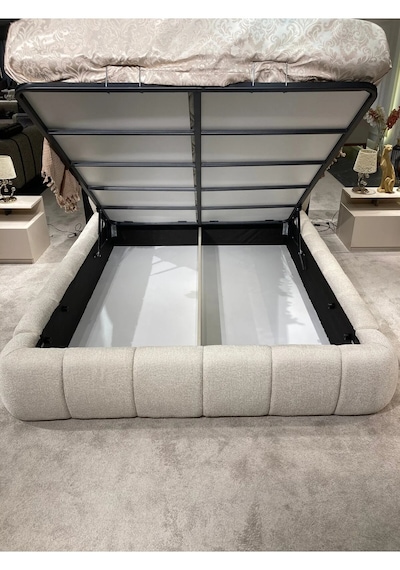 Cozze Mobilya Premium Buklet Kumaş Tasarım Çift Kişilik Bubble Karyola 120 x 200 CM