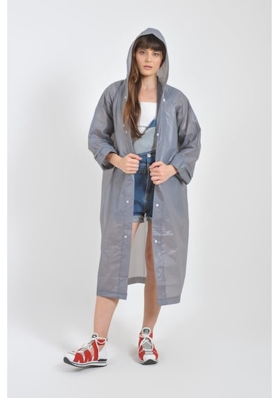 Unisex Gri Eva Kumaş Su Rüzgar Geçirmez Yağmurluk Çok Renkli