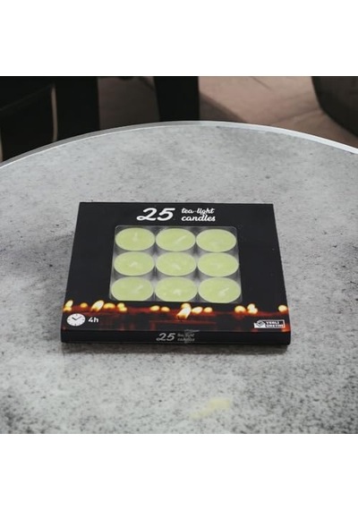 Tealight Mum 25x10 Gr Dekoratif Mumu Kandil Hediyelik Fitilli Mumluk Şamdan Krem Renk Kokusuz Çok Renkli