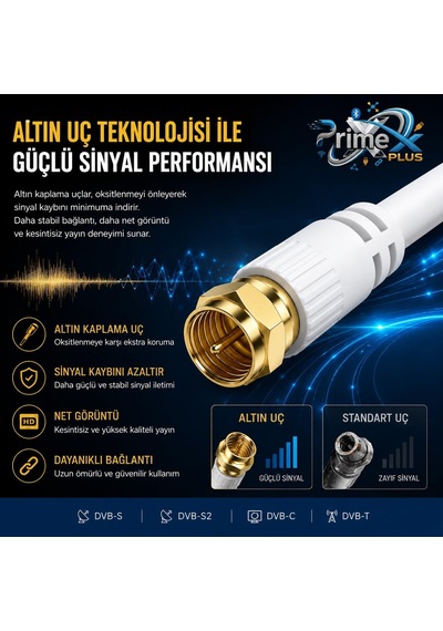 Lexroo Px-tv05 0.5 Metre Rg6 Full Hd Tv Uydu Kablosu, Altın Uç An