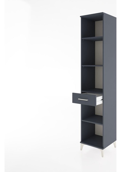 Hyperion Dolap 4 Raflı Tek Çekmeceli 44x44x221 Antrasit-antrasit Antrasit