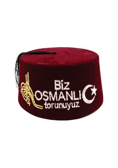 İslam Yayın Hediyelik Fes Işlemeli Biz Osmanlı Torunuyuz Kırmızı