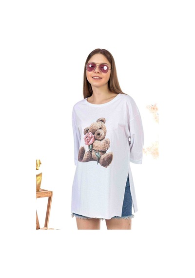 Kadın Oversize Bear Baskılı Tshirt (534304769)