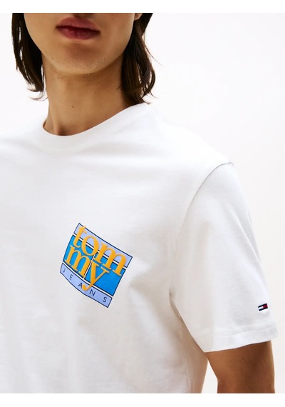 Tommy Hilfiger Tjm Reg Flag Dna Tee, Ybl Beyaz Erkek T-shirt