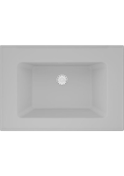Real Stone Zenıth 65 Etajerli Beyaz Granit Banyo Lavabosu 65x45 Beyaz