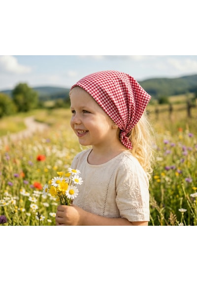 Kız Çocuk Bandana %100 Pamuk Kırmızı - Beyaz