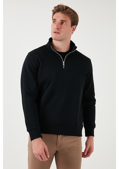 Buratti Pamuklu Regular Fit Yarım Fermuarlı Dik Yaka Erkek Sweat 59052592 Siyah