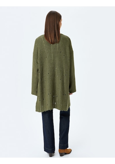 Koton Oversize V Yaka Dökümlü Uzun Triko Hırka Haki 5wal90104ht Haki Koton Oversize V Yaka Dökümlü Uzun Triko Hırka Haki 5wal90104ht Haki
