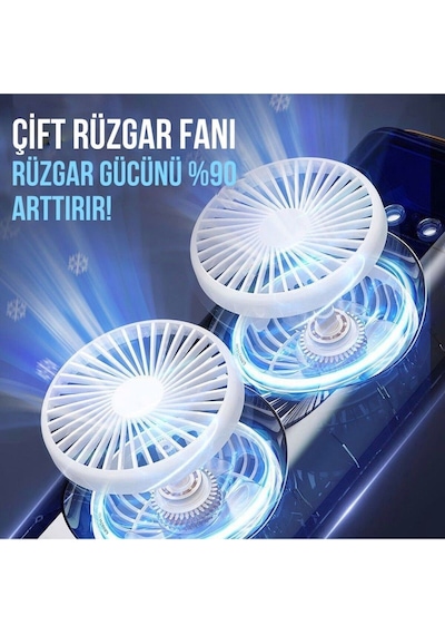 Şarjlı Uzaktan Kumanda Buzlu Taşınabilir Fan Soğutucu Rgb Led Çift Fanlı Buz Hazneli Masaüstü Fan