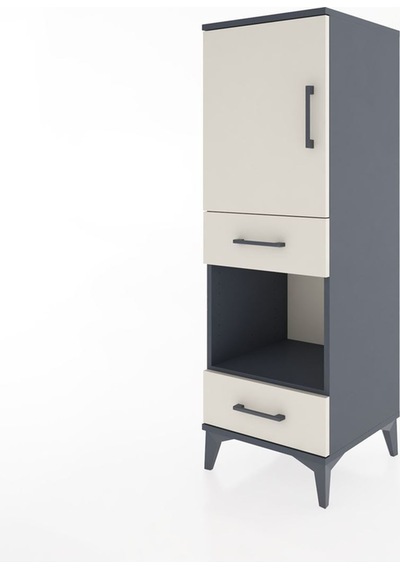 Hyperion Dolap 3 Raflı 2 Çekmeceli Tek Kapaklı 44x44x134 Antrasit-aytaşı Antrasit