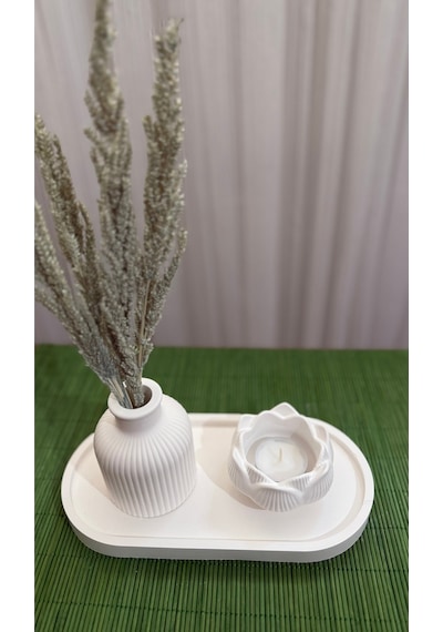 Bernami Mum Pinterest Dekoratif Pampas Iskandinav Mini Kuru Çiçek Vazosu Ve Lotus Tealight Mumluk Set Diğer