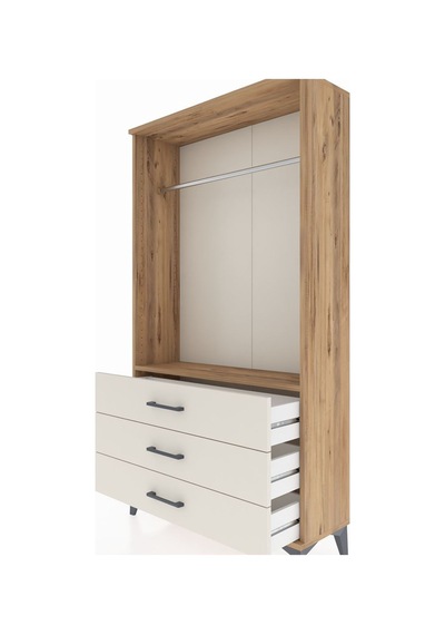 Arges Dolap Tek Raflı 3 Çekmeceli Tek Askılı 88x30x163 Çam-aytaşı Atlas Çam