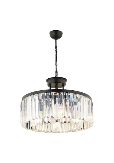 Kanvas 45'Lik Siyah Kristalli Taşlı Modern Tasarım Kristal Salon Avize