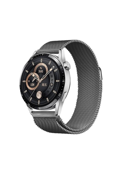 Huawei Gt2 42mm Zore Band-12 20mm Metal Hasır Kordon-gri