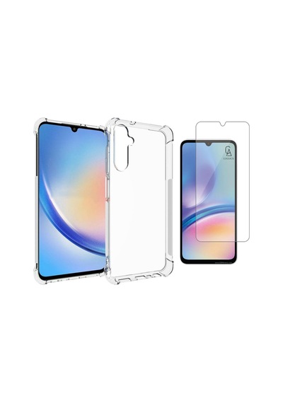 Samsung Galaxy A05s Uyumlu Köşe Dolgulu Anti Shock Telefon Kılıfı Ve Kırılmaz Cam Ekran Koruyucu