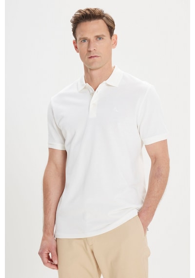 Ac&Co / Altınyıldız Classics Erkek Beyaz Slim Fit Dar Kesim Polo Yaka %100 Pamuk Kısa Kollu Tişört Beyaz