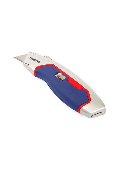 Workpro Wp213011 Ağır Hizmet Alüminyum Gövde Geri Çekilebilir Rötuş Maket Bıçağı + 3 Adet Yedek Bıçak Fr Wp213011
