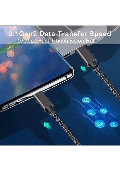 100w Type-c To Type-c 3 Metre Usb 3.1 Gen2 10 Gbps 4k 60hz Hızlı Şarj Data Ve Görüntü Aktarım Kablosu Örgülü