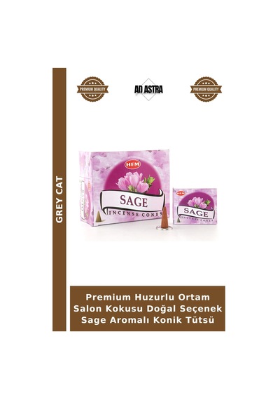 Premium Huzurlu Ortam Salon Kokusu Doğal Seçenek Sage Aromalı Konik Tütsü