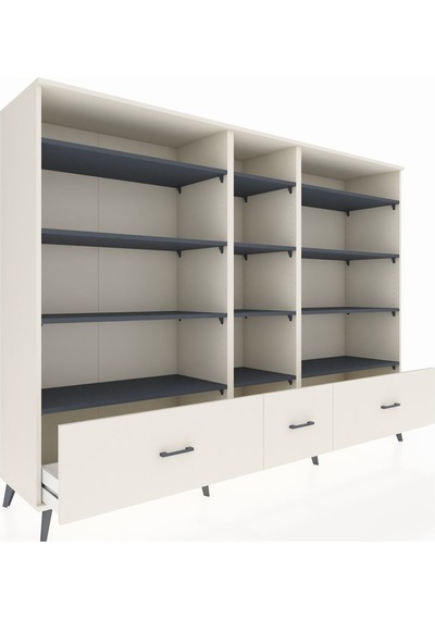 Hyperion Dolap 12 Raflı 3 Çekmeceli 220x44x163 Aytaşı-antrasit/a Aytaşı-antrasit/aytaşı