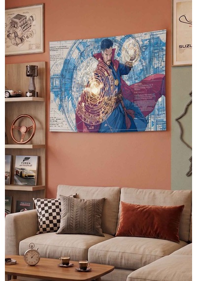 Dr.strange Sihir Çemberleri Blueprint Dekoratif Duvar Örtüsü Duvar Halısı Beyaz