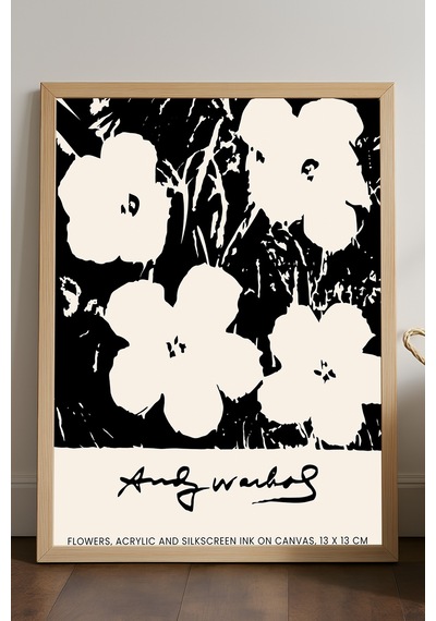 Flowers Doğal Ahşap Çerçeveli Poster, Dekoratif Sanatsal Duvar Tablosu