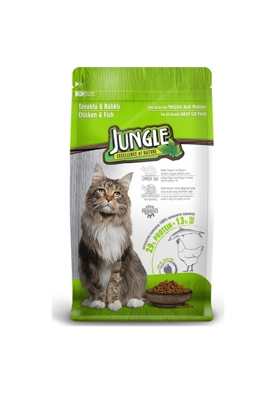 Jungle Tavuklu ve Balıklı Yetişkin Kedi Maması 8 x 500 G
