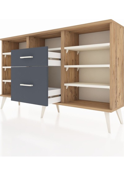 Arges Konsol 7 Raflı 2 Çekmeceli 132x30x83 Çam-aytaşı/antrasit Aytaşı/antrasit Arges Konsol 7 Raflı 2 Çekmeceli 132x30x83 Çam-aytaşı/antrasit Aytaşı/antrasit