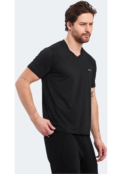 Slazenger KATRIINA Erkek V Yaka Siyah Tişört