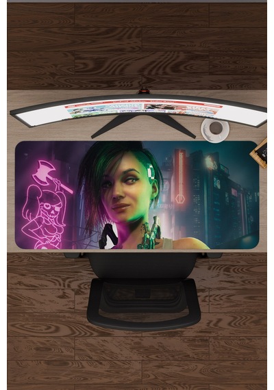 Cyberpunk 2077 Kaymaz Dikişli Kauçuk Oyuncu Mousepad V2 - 90x40 Xxl Gaming Mouse Pad Fare Altlığı