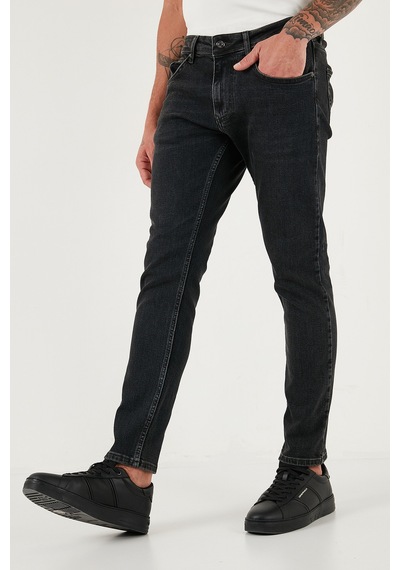Buratti Pamuklu Slim Fit Yüksek Bel Dar Paça Jeans Erkek Kot Pantolon 3300C30Tokyo Siyah