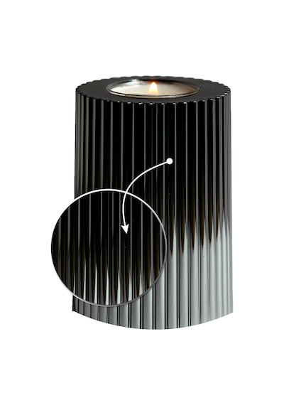 3 Lü Füme Krom Tırtıklı Yüzey Mumluk Dekoratif Tealight Set Mum