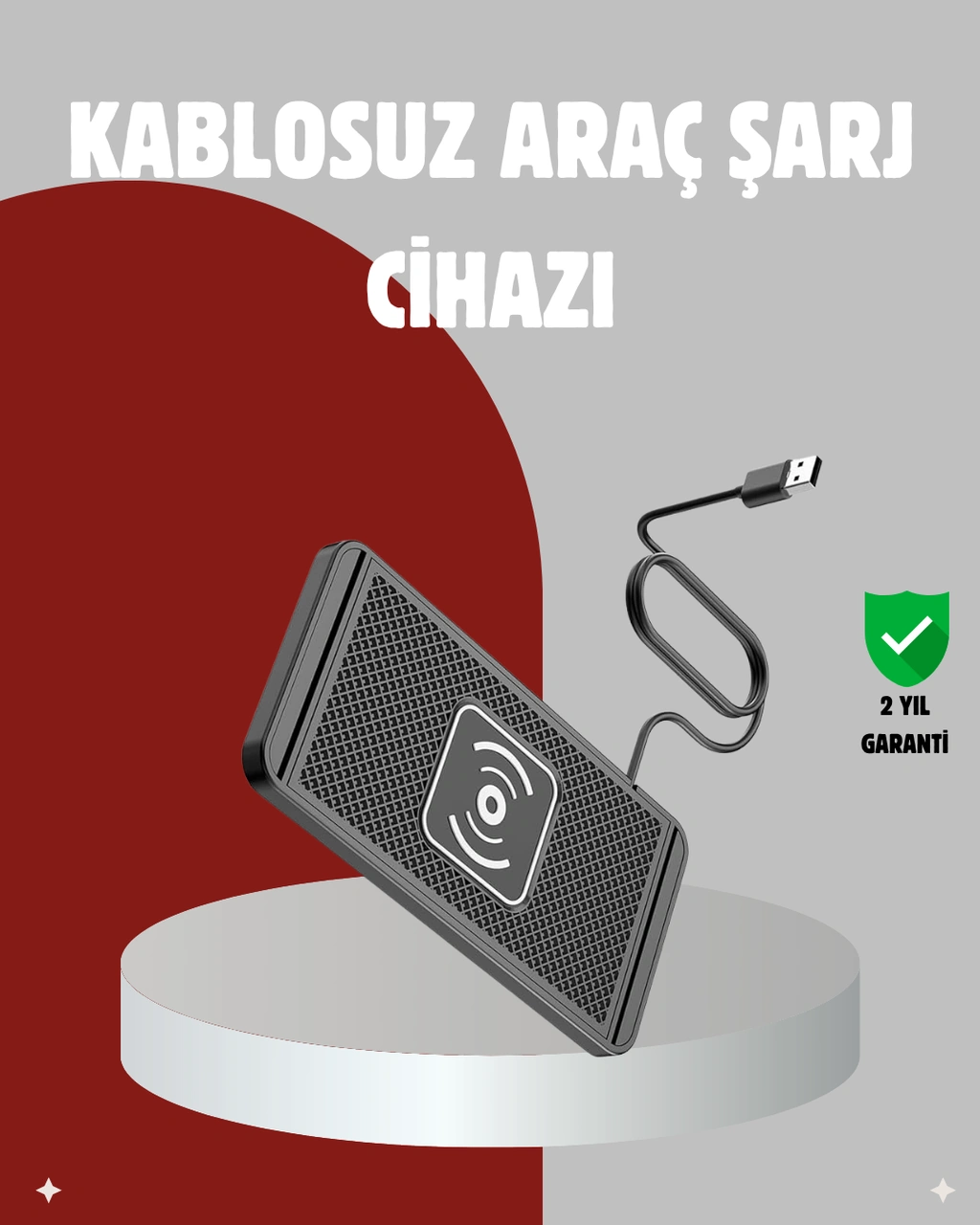 Hızlı Kablosuz Araç Şarj Cihazı Manyetik Pad, Aşırı Isınma Korumalı